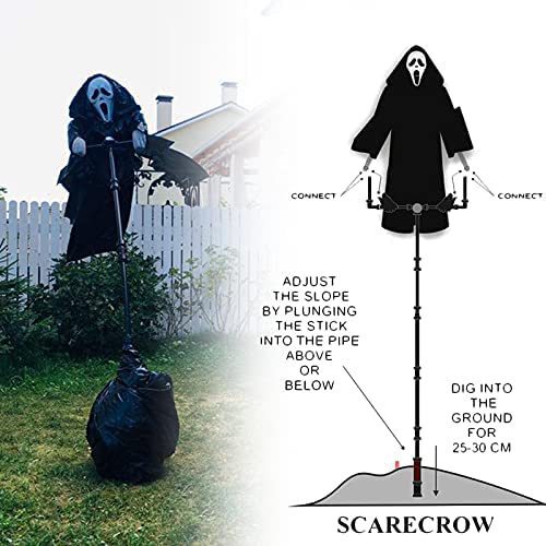 Skull Screaming Scarecrow Halloween Decor